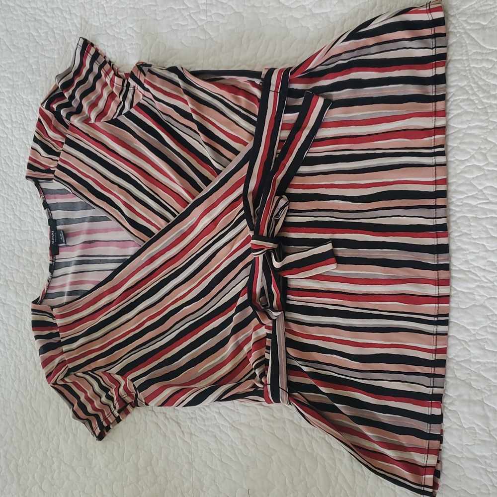 Alfani Striped Faux Wrap Shirt Size PM